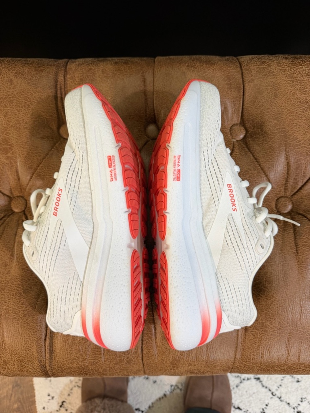 Brooks Ghost 2 Max White Running Shoes with Coral Accents - Picture 2 of 7